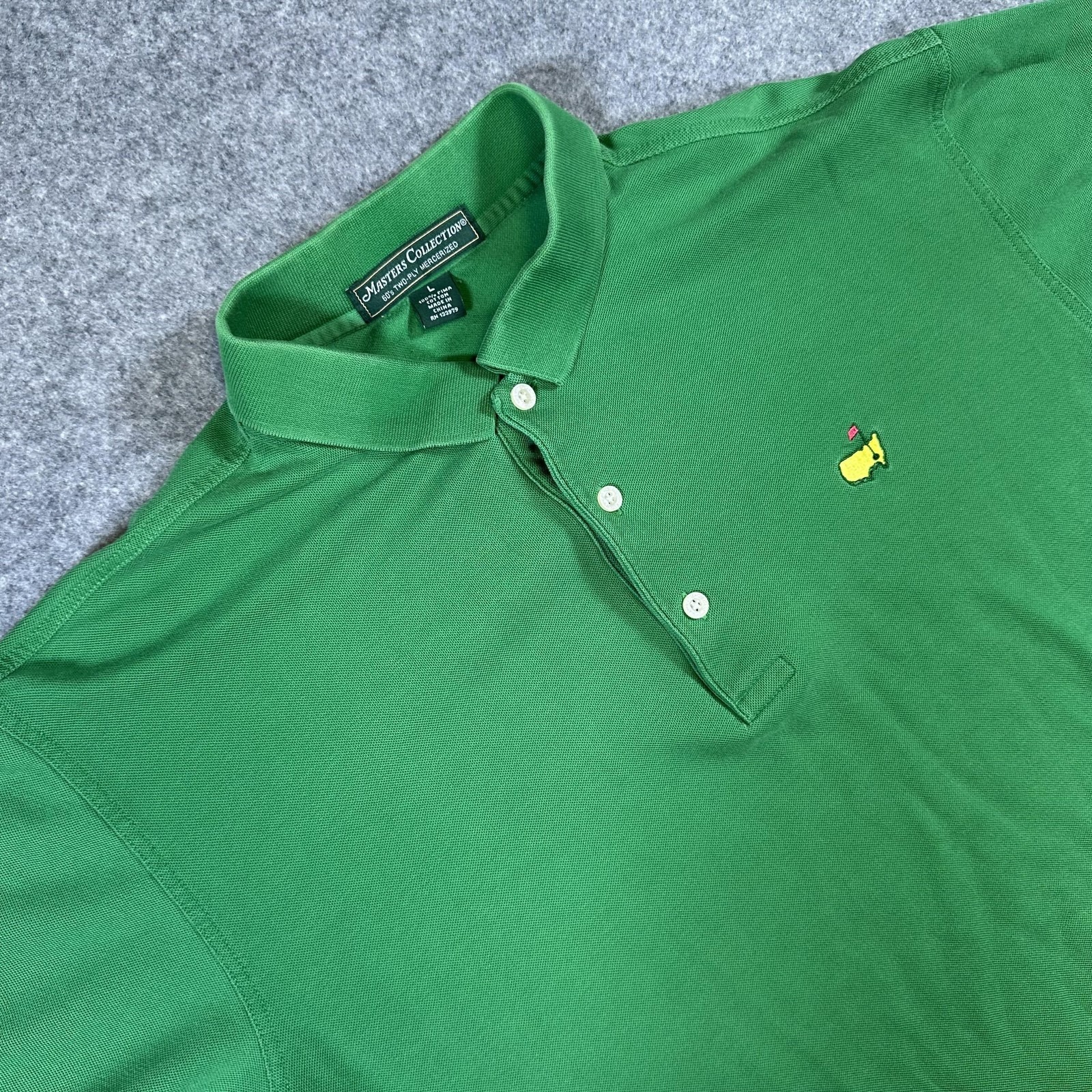 Masters Tournament Shirt Mens Large Green Golf Augusta National Pima Cotton Polo